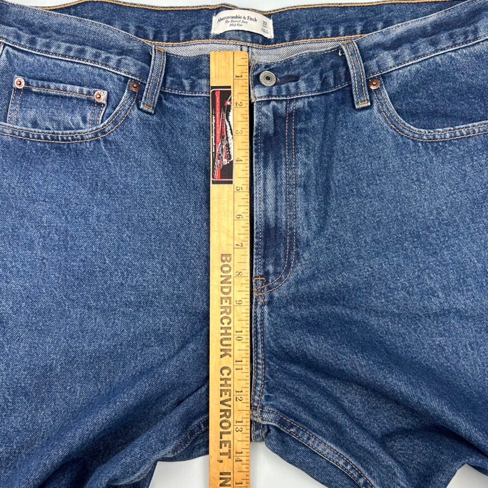 Abercrombie & Fitch The Barrel Jean Mid Rise Medium Wash Blue Denim 39 Short - Picture 6 of 9